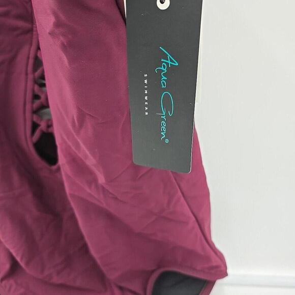 Aqua Green Size 16W Lace Up Deep Plunge Nairobi 1 Piece Swimsuit NWT - Picture 9 of 11